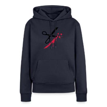 ciseaux - Sweat à capuche Premium bio Femme - bleu marine - Devant - Julia (174cm)