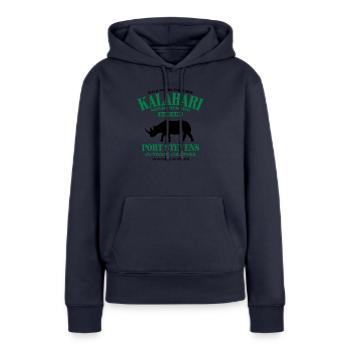 Kalahari Rhino - Frauen Premium Bio Hoodie - Navy - Vorne - Julia (174cm)
