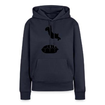 tortue printemps / spring turtle (1c) - Sweat à capuche Premium bio Femme - bleu marine - Devant - Julia (174cm)