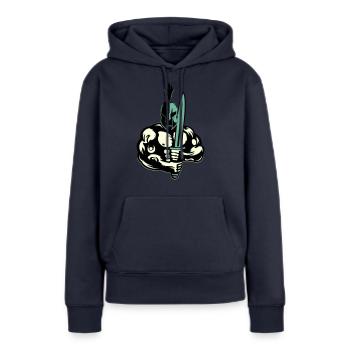 Guerrier de Sparte - Sweat à capuche Premium bio Femme - bleu marine - Devant - Julia (174cm)