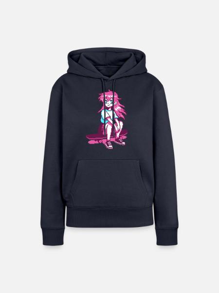 8bit sk8er grl - Frauen Premium Bio Hoodie - Navy