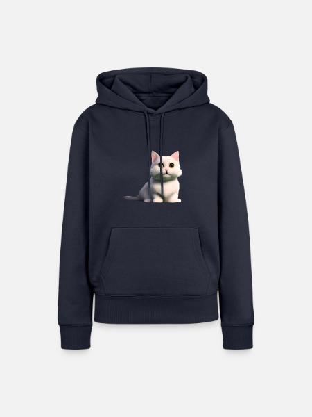 weiße Mietzekatze - Frauen Premium Bio Hoodie - Navy