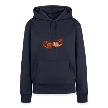 Französisches Sahne-Schokoladen-Eclair-Gebäck - Frauen Premium Bio Hoodie - Navy - Vorne - Julia (174cm)