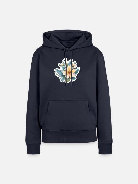 Gelbe Blume - Frauen Premium Bio Hoodie - Navy