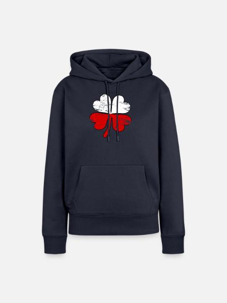 Polen Flagge Kleeblatt used - Frauen Premium Bio Hoodie - Navy