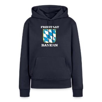 by_signet_schrift - Sweat à capuche Premium bio Femme - bleu marine - Devant - Julia (174cm)