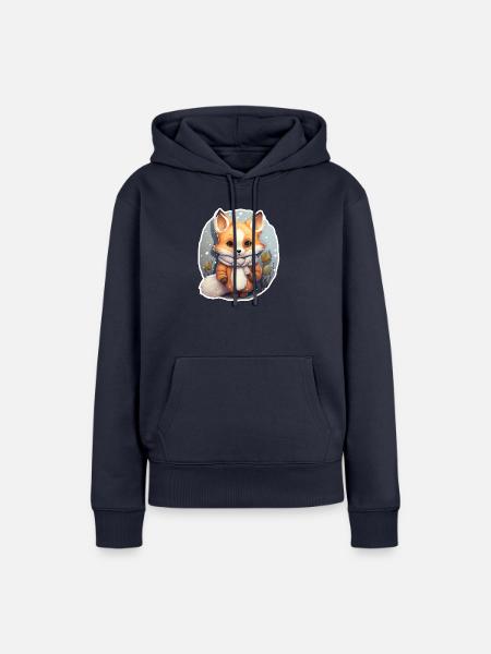 Fuchs im Winterlook - Frauen Premium Bio Hoodie - Navy