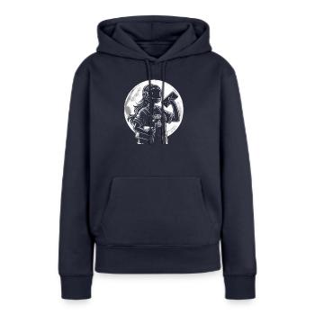 Style de facteur cool pour les facteurs - Sweat à capuche Premium bio Femme - bleu marine - Devant - Julia (174cm)