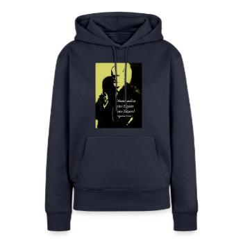 Freud citation fumeur de cigare - Sweat à capuche Premium bio Femme - bleu marine - Devant - Julia (174cm)