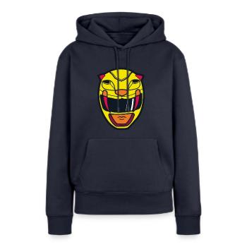 Power Rangers Casque De Ranger Jaune Costume - Sweat à capuche Premium bio Femme - bleu marine - Devant - Julia (174cm)