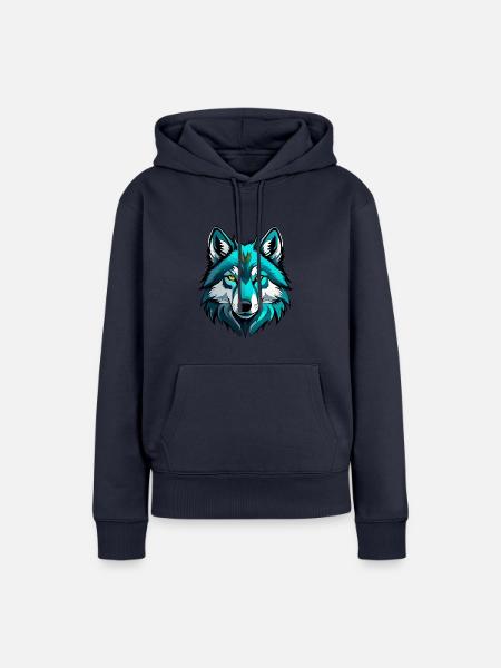 Wolfskopf - Frauen Premium Bio Hoodie - Navy