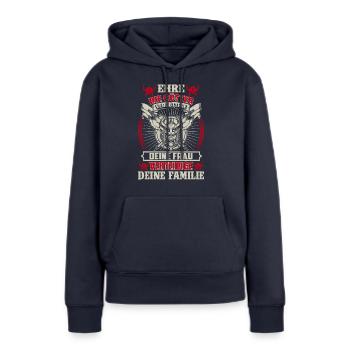Ehre die Götter - Frauen Premium Bio Hoodie - Navy - Vorne - Julia (174cm)