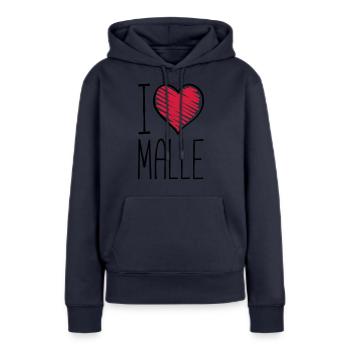 i love malle - Frauen Premium Bio Hoodie - Navy - Vorne - Julia (174cm)