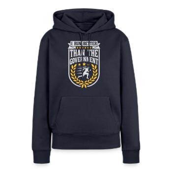 mieux fonctionner que le gouvernement - Sweat à capuche Premium bio Femme - bleu marine - Devant - Julia (174cm)