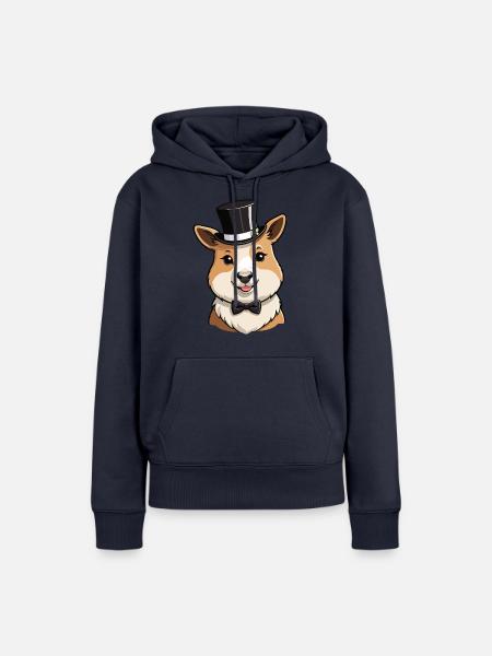 Alpakakopf mit Hut - Frauen Premium Bio Hoodie - Navy