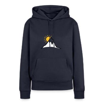 Sunrise - Sweat à capuche Premium bio Femme - bleu marine - Devant - Julia (174cm)