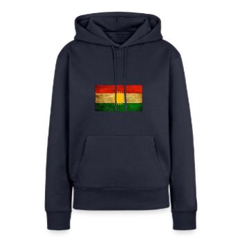 Kurdistan - Sweat à capuche Premium bio Femme - bleu marine - Devant - Julia (174cm)