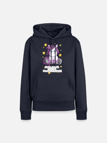 Ich bin ein süßes Einhorn Zuckersüßes Motiv - Frauen Premium Bio Hoodie - Navy