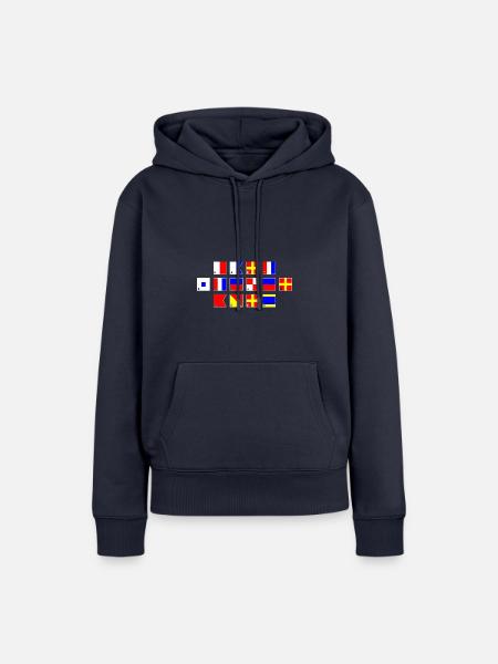 hart steuerbord im Flaggenalphabet - Frauen Premium Bio Hoodie - Navy