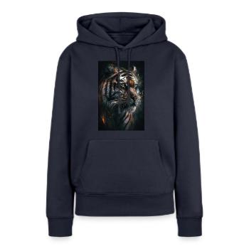 Tiger Portrait Cool Wild Cat Wildkatze Raubtier - Frauen Premium Bio Hoodie - Navy - Vorne - Julia (174cm)