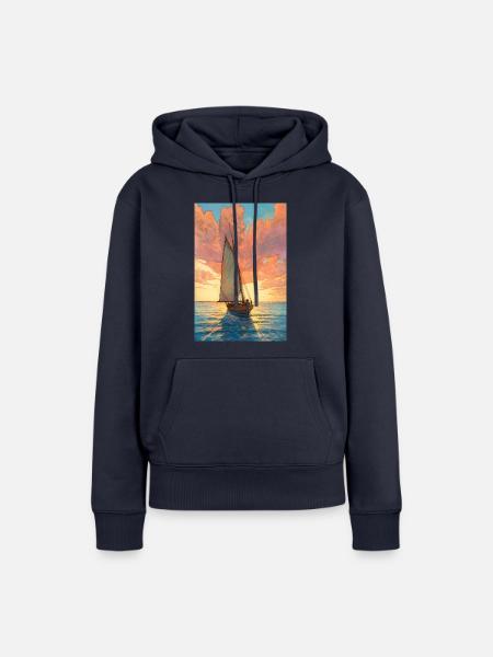 Segelboot Segeln Ocean - Frauen Premium Bio Hoodie - Navy