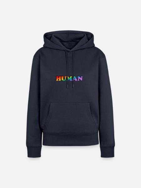Menschlicher Regenbogentext LGBTQ-Stolz - Frauen Premium Bio Hoodie - Navy