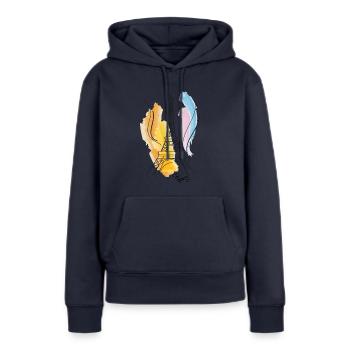 Eiffelturm Zeichnung - Frauen Premium Bio Hoodie - Navy - Vorne - Julia (174cm)