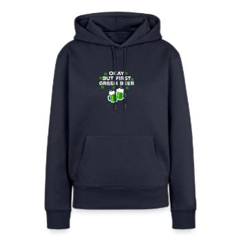 Ok aber erster grüner Bier-Klee-Tag St. Patricks - Frauen Premium Bio Hoodie - Navy - Vorne - Julia (174cm)