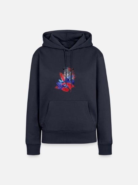 leopard, katze,wildkatze,malerei,blätter,dschungel - Frauen Premium Bio Hoodie - Navy