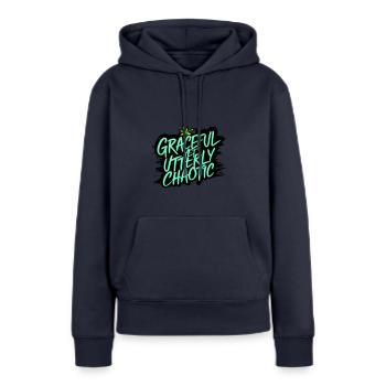 Anmutig, aber völlig chaotisch - Frauen Premium Bio Hoodie - Navy - Vorne - Julia (174cm)