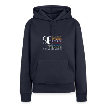 Autos wollen parken - Frauen Premium Bio Hoodie - Navy - Vorne - Julia (174cm)