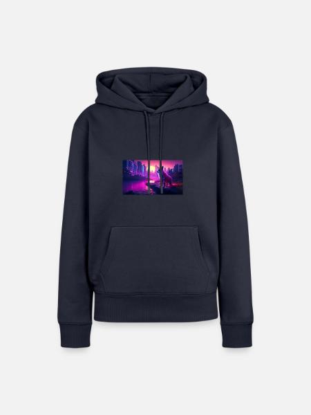 Cyber Fox Metropolis - Frauen Premium Bio Hoodie - Navy