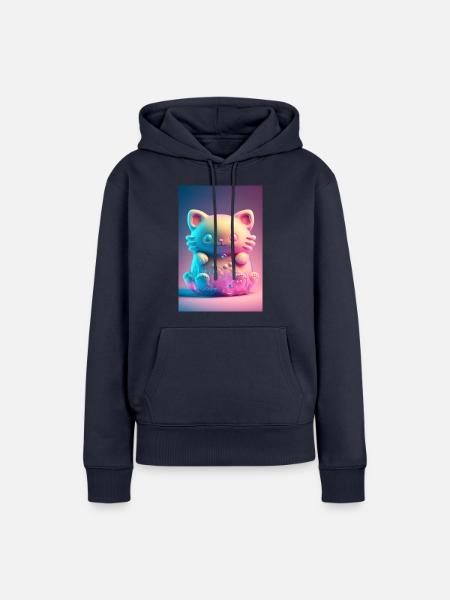 Bunte Katze - Frauen Premium Bio Hoodie - Navy