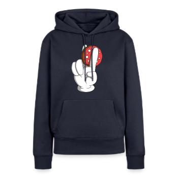 Salami souvent 2 doigts - Sweat à capuche Premium bio Femme - bleu marine - Devant - Julia (174cm)