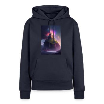 Schloss bei Sturm - Frauen Premium Bio Hoodie - Navy - Vorne - Julia (174cm)