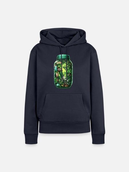 Dschungel Flasche Zeichnung - Frauen Premium Bio Hoodie - Navy