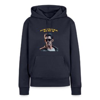 Ich blicke durch. - Frauen Premium Bio Hoodie - Navy - Vorne - Julia (174cm)