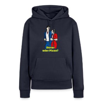 Döner oder Pizza? - Frauen Premium Bio Hoodie - Navy - Vorne - Julia (174cm)