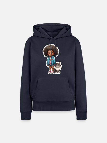 Kind Katze Freunde Geschenkidee - Frauen Premium Bio Hoodie - Navy