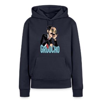 GROUCHO Le grand comédien du XXe siècle - Sweat à capuche Premium bio Femme - bleu marine - Devant - Julia (174cm)