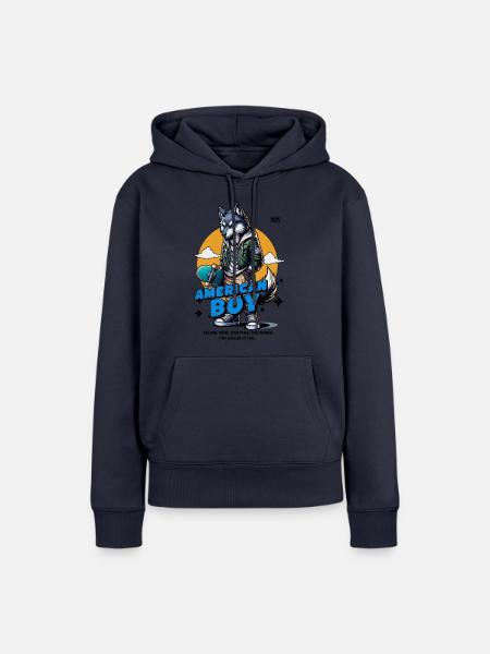 American Boy ....wild & free - Frauen Premium Bio Hoodie - Navy