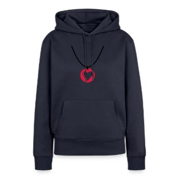 Collier - Coeur - Sweat à capuche Premium bio Femme - bleu marine - Devant - Julia (174cm)