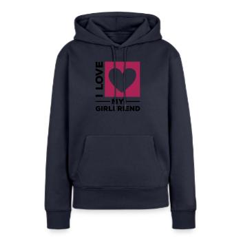 i love my girlfriend - Frauen Premium Bio Hoodie - Navy - Vorne - Julia (174cm)