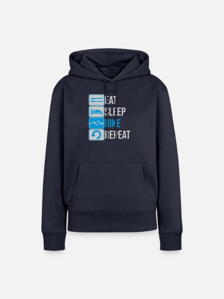 Eat Sleep Hike Repeat - Frauen Premium Bio Hoodie - Navy