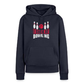 Je suis nul au bowling - Sweat à capuche Premium bio Femme - bleu marine - Devant - Julia (174cm)