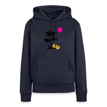 palme sunset - Frauen Premium Bio Hoodie - Navy - Vorne - Julia (174cm)