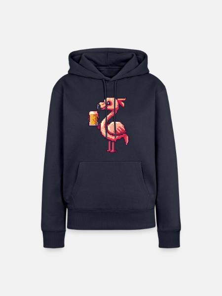 Flamingo Pixel Bier - Frauen Premium Bio Hoodie - Navy