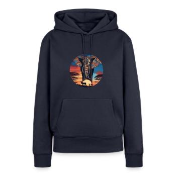Afrika Steppe und Tiere - Frauen Premium Bio Hoodie - Navy - Vorne - Julia (174cm)