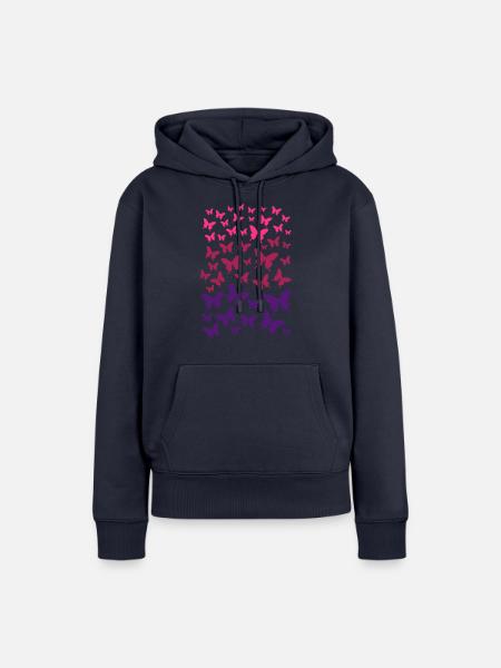LOTS OF BUTTERFLIES - Frauen Premium Bio Hoodie - Navy