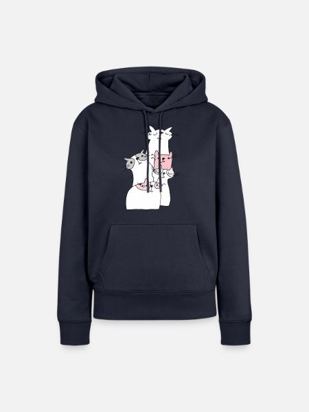 katzen treffen - Frauen Premium Bio Hoodie - Navy